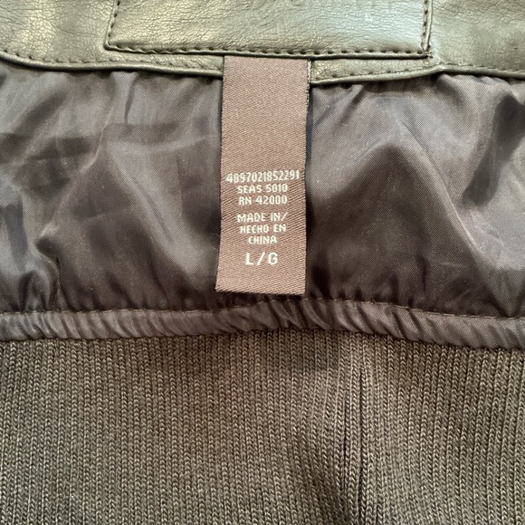 Faux leather and knit zip front jacket - Picture 6 of 7